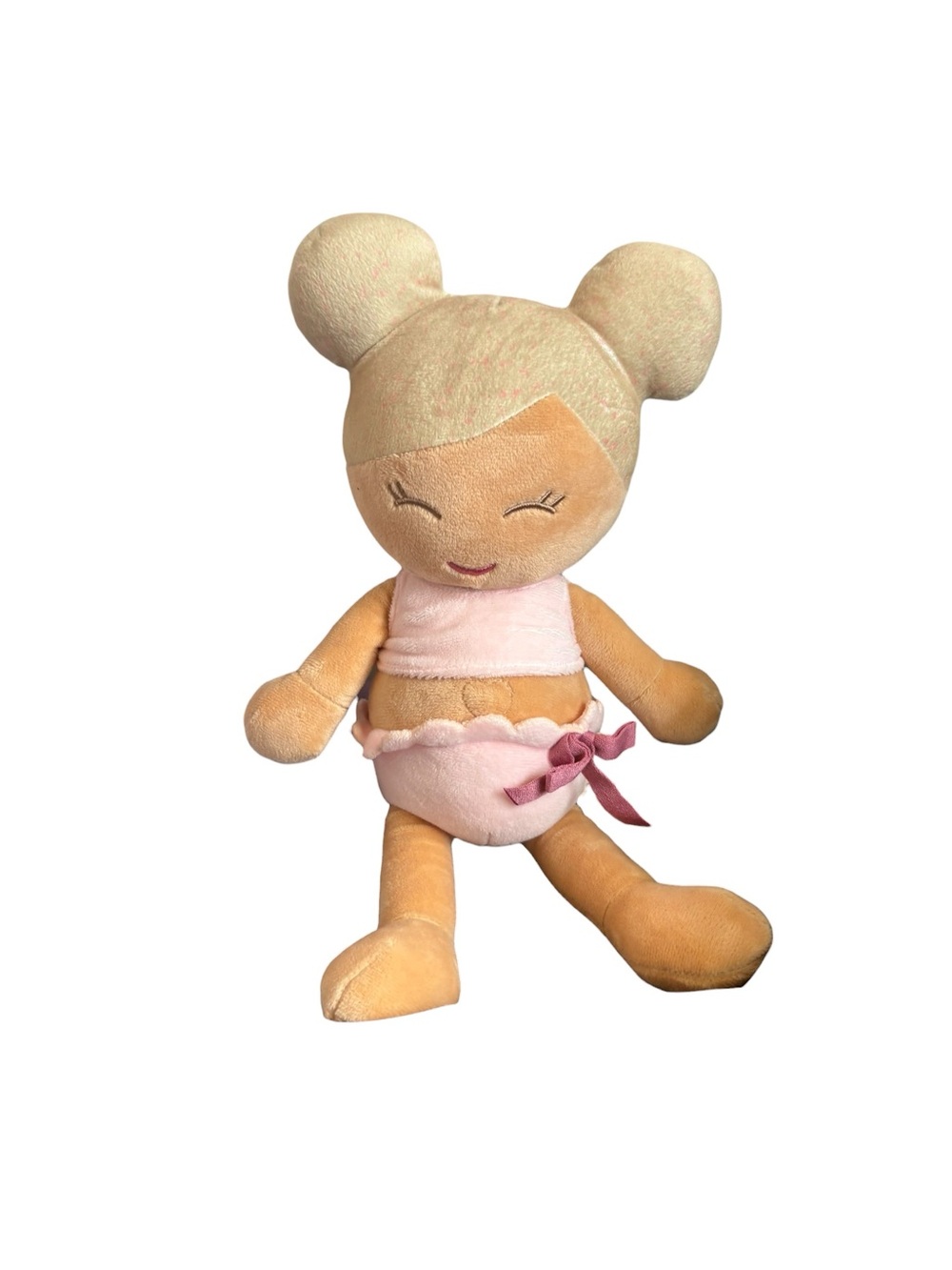 3/$25 LullaBaby Baby Doll Plush 14” Soft Pink Doll Stuffed Toy Blonde Buns